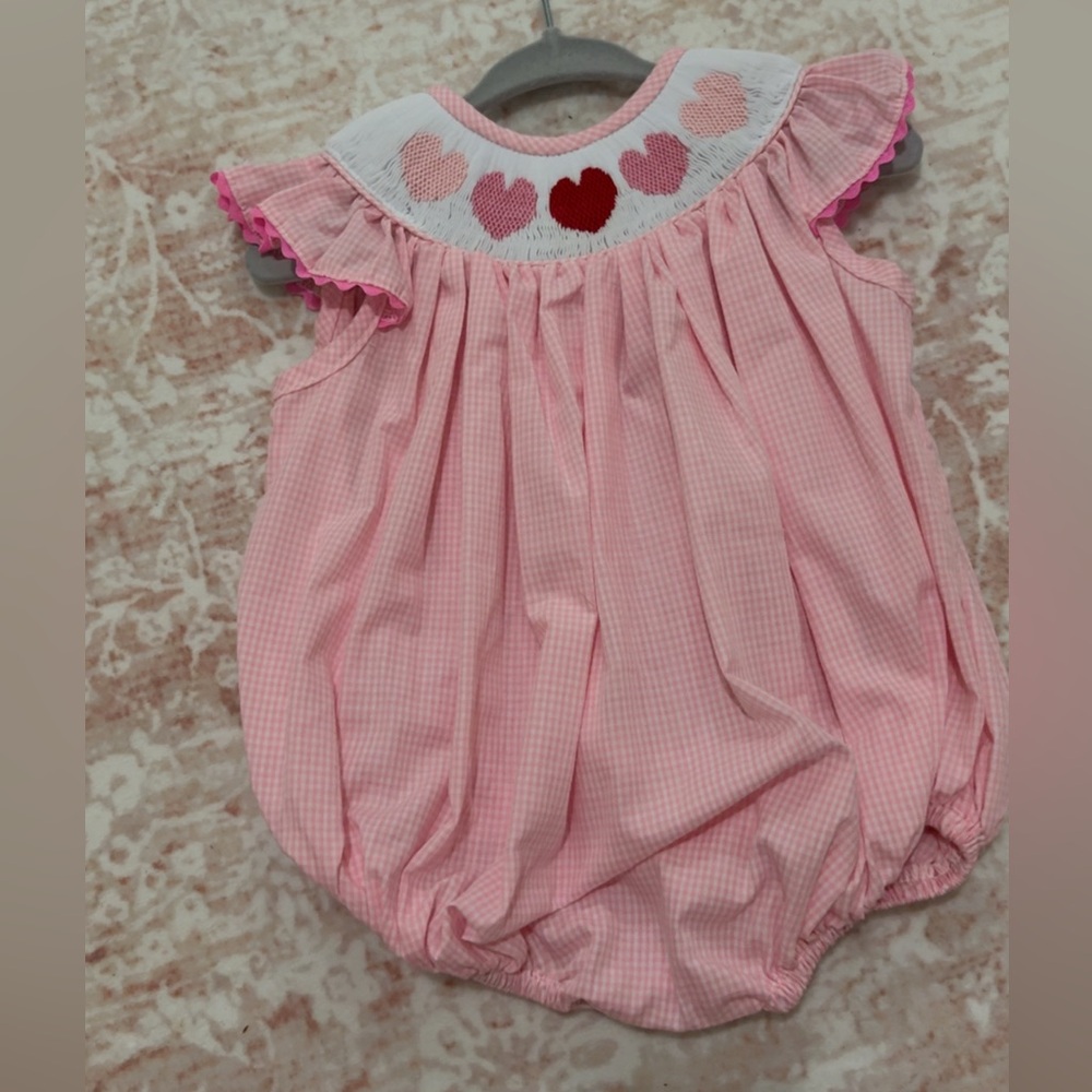 Pink Baby Romper with Heart Design